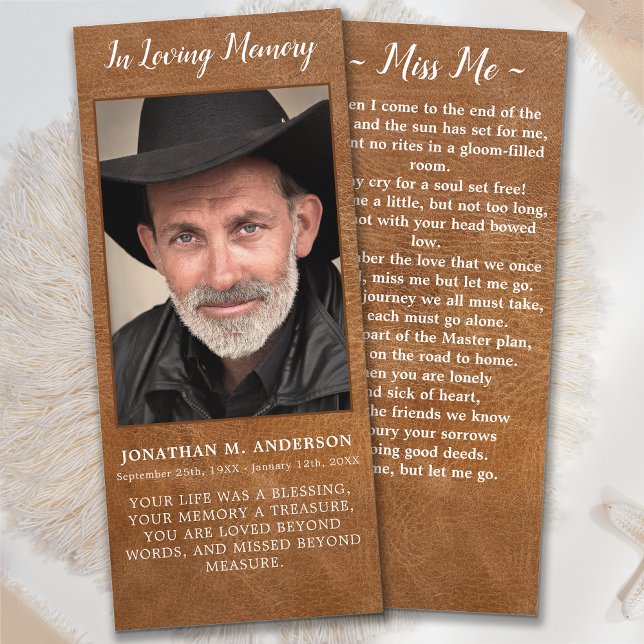 Memorial Poem Funeral Prayer Card Bookmark Leather (Creator Uploaded)