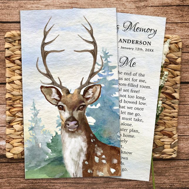 Memorial Poem Woodland Deer Funeral Prayer Card  (Creator Uploaded)