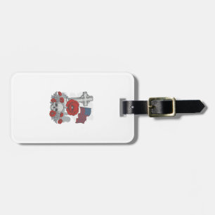 Memorial Poppy Flag Cross Vintage Engraving Vector Luggage Tag