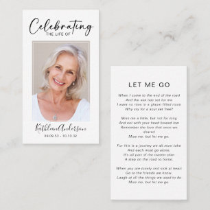 Memorial Prayer Card   celebrating the life of