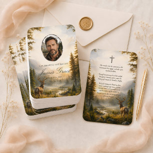 Memorial Prayer Card Deer Forest Photo Wallet