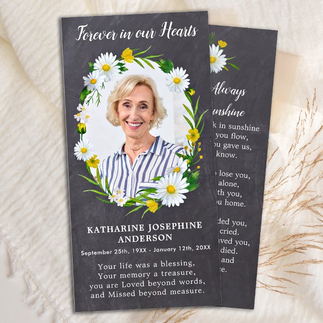 Memorial Prayer Card Funeral Bookmark Photo Floral (Creator Uploaded)