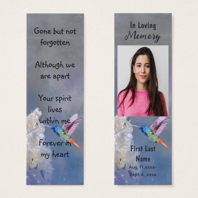 Memorial Prayer Card Funeral Nature Bookmark (Front & Back)