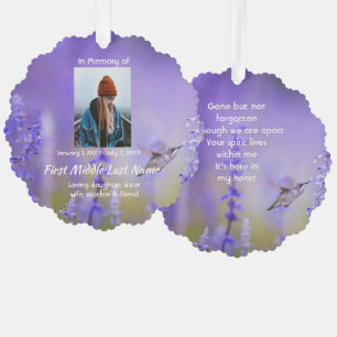 Memorial Prayer Card Hummingbird Lavender Flowers