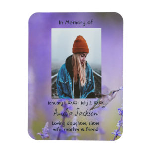 Memorial Prayer Card Hummingbird Lavender Flowers Magnet