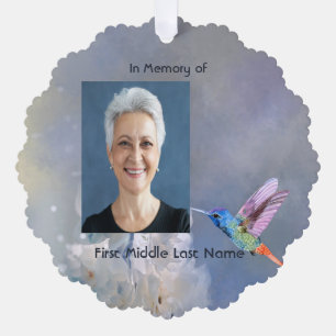 Memorial Prayer Card Hummingbird White Flowers