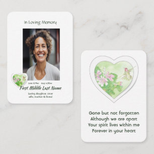 Memorial Prayer Card Keepsake Hummingbird