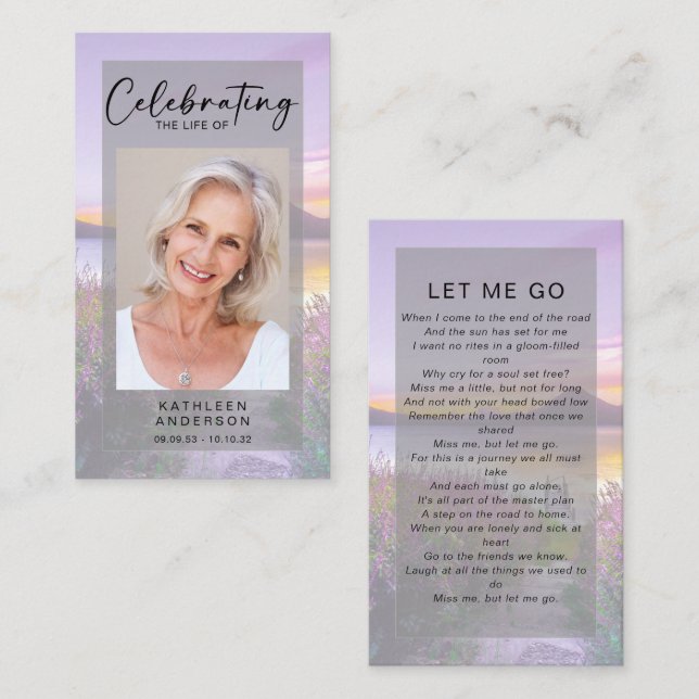 Memorial Prayer Card | Lavender (Front/Back)