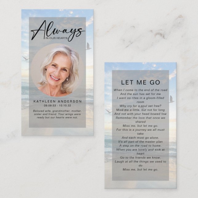 Memorial Prayer Card | Ocean Birds (Front/Back)