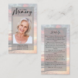 Memorial Prayer Card   Ocean Sunset