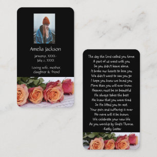Memorial Prayer Card Roses Garden Flowers