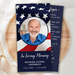 Memorial Prayer Card Stars & Stripes Poem Bookmark