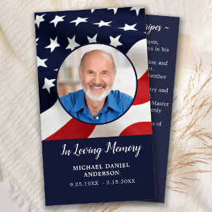 Memorial Prayer Card Stars & Stripes Poem US Flag