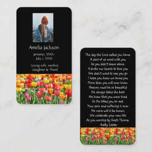 Memorial Prayer Card  Tulips Garden Flowers