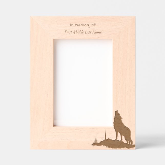  Memorial Prayer Lone Wolf Howling Animal Etched Frames (Front)