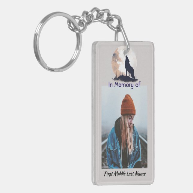  Memorial Prayer Lone Wolf Howling Animal Key Ring (Front Left)