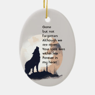 Memorial Prayer Lone Wolf Howling Ceramic Ornament