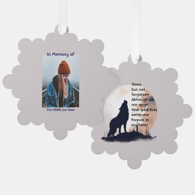 Memorial Prayer Lone Wolf Howling Tree Decoration Card (Front/Back)