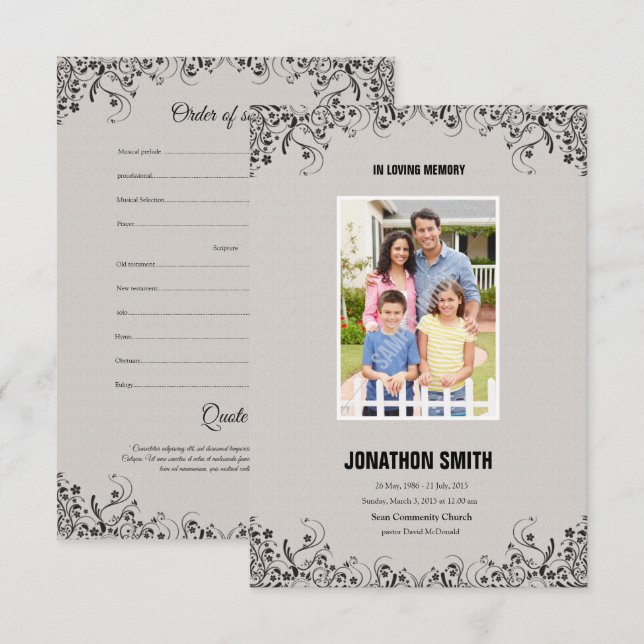 Memorial Program Card (Front/Back)