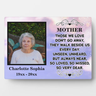 memorial quote for mum Custom Photo and name Plaque