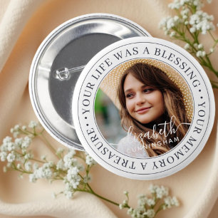 Memorial Quote Modern Elegant Chic Custom Photo 6 Cm Round Badge