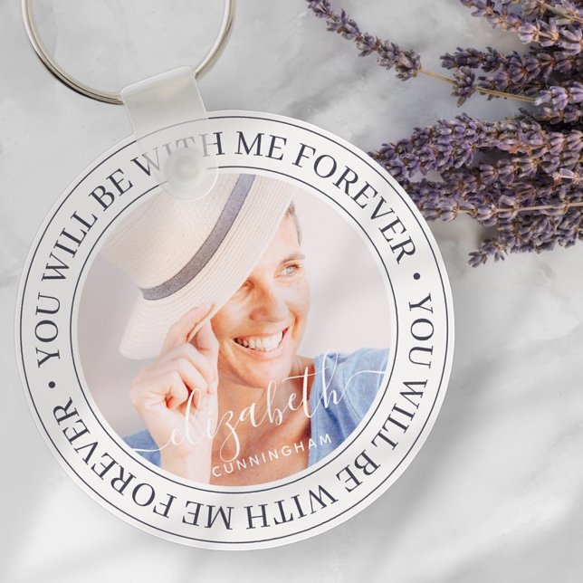 Memorial Quote Modern Elegant Custom Photo Key Ring (Creator Uploaded)