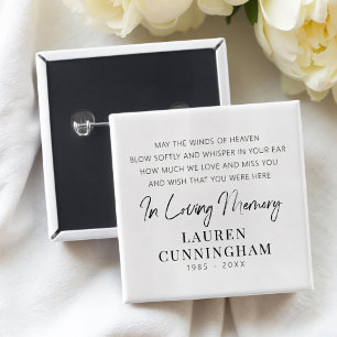 Memorial Quote Modern Elegant Simple Chic 15 Cm Square Badge