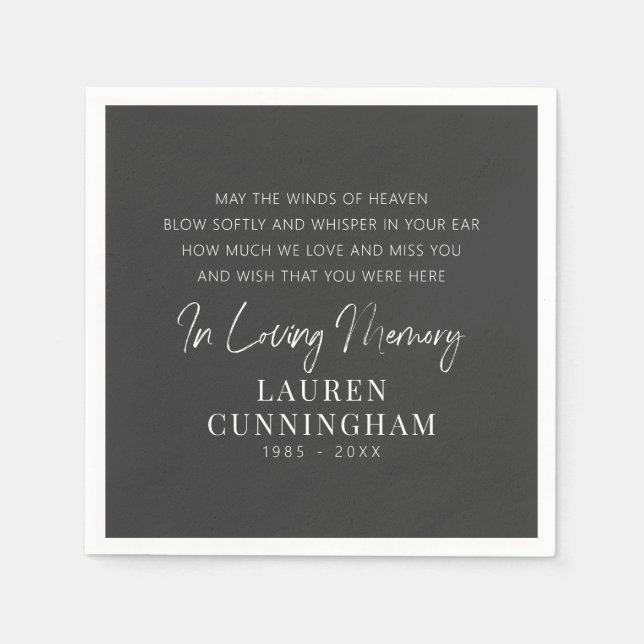 Memorial Quote Modern Elegant Simple Chic Napkin (Front)