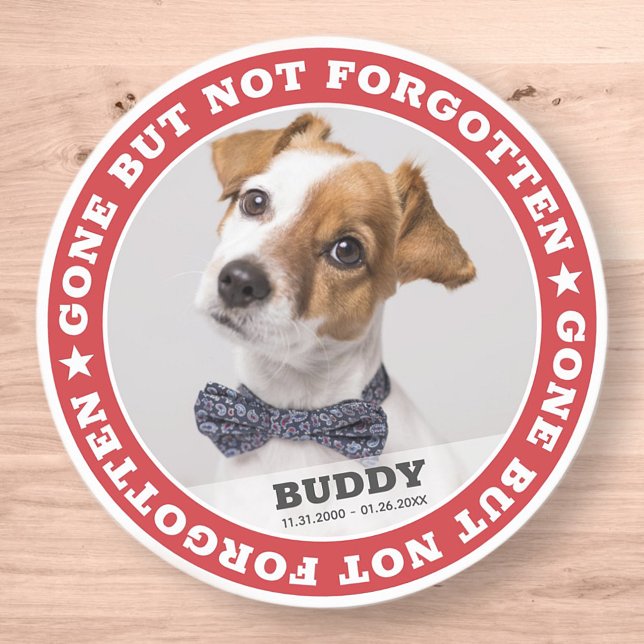 Memorial Quote Modern Pet Photo Sympathy Classic Round Sticker (Creator Uploaded)