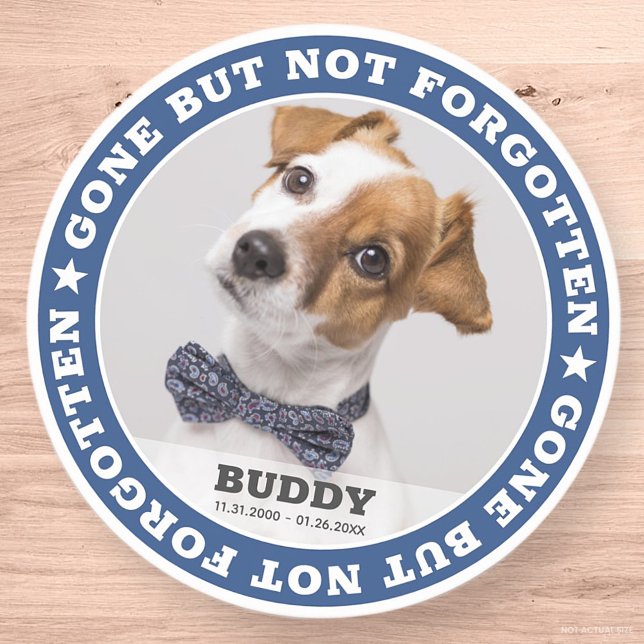 Memorial Quote Modern Pet Photo Sympathy Classic Round Sticker (Creator Uploaded)