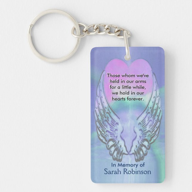 Memorial | Rainbow Heart Angel Wings Key Ring (Front)