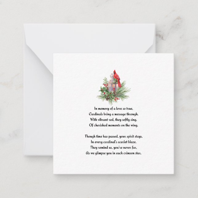 Memorial Red Cardinal Remembrance Sympathy Card (Front)