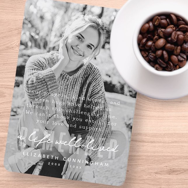 Memorial Remember Modern Simple Elegant Photo Thank You Card (Creator Uploaded)