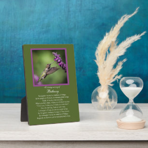 Memorial Remembrance Custom Name Hummingbird Plaque