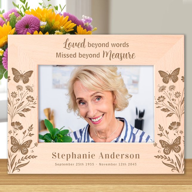 Memorial Remembrance Floral Custom Wood Picture Etched Frames (Creator Uploaded)