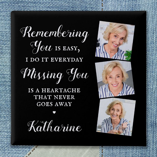 Memorial Remembrance Keepsake Custom Photo Funeral 15 Cm Square Badge (Creator Uploaded)