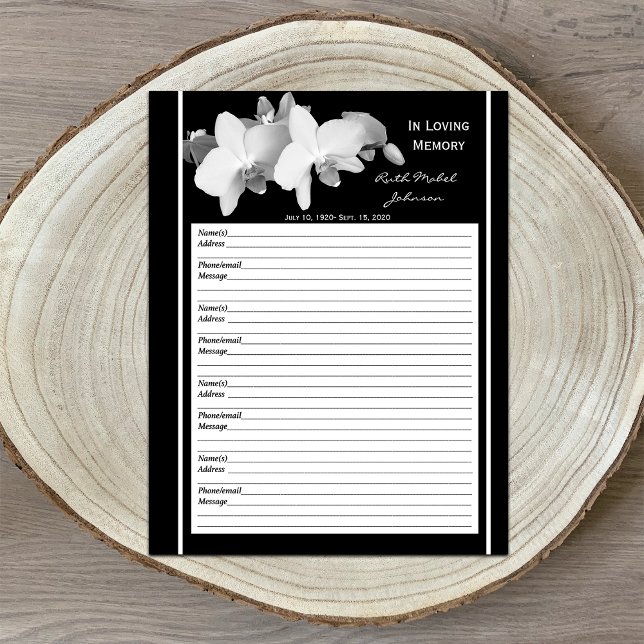 Memorial Remembrance Orchid Guest Book Filler Page (Creator Uploaded)