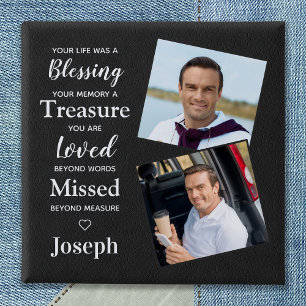 Memorial Remembrance Poem Faux Leather Photo 15 Cm Square Badge