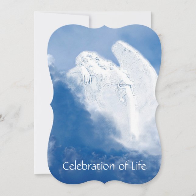 Memorial Remembrance Service Invite Mourning Angel (Front)