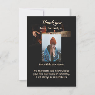 Memorial Remembrance Thank you Music Guitar Card