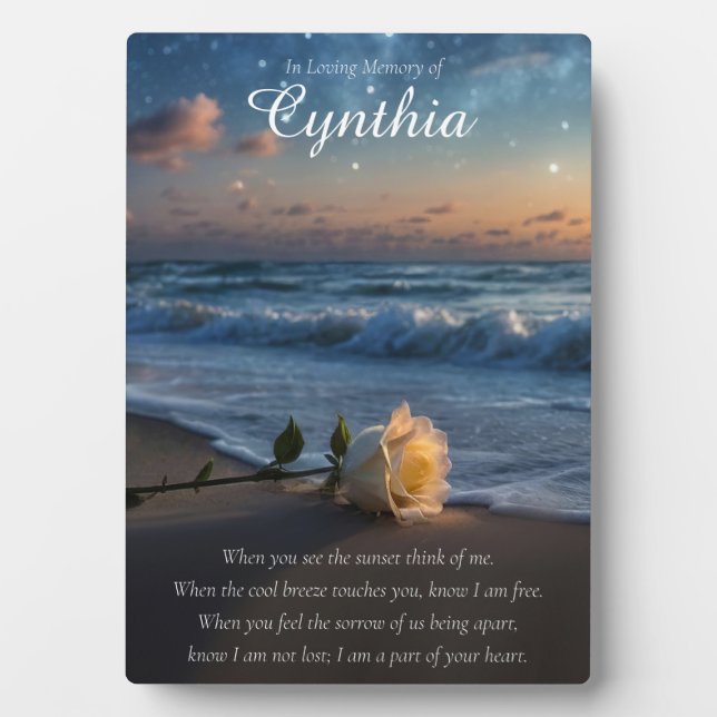 Memorial Remembrance Tribute Custom Name Beach Plaque (Front)
