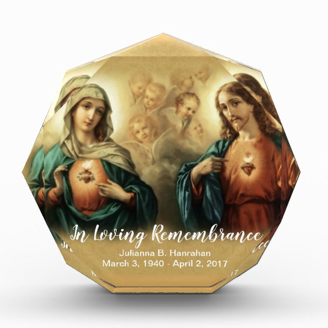 Memorial | Remembrance |Tribute | Mary Jesus Heart Photo Block (Front)