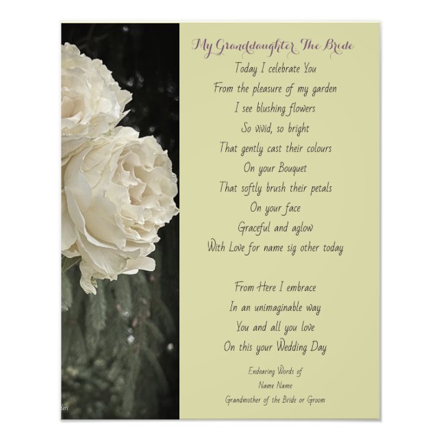 Memorial Remembrance Wedding Grandmother Mother  Photo Print (Front)