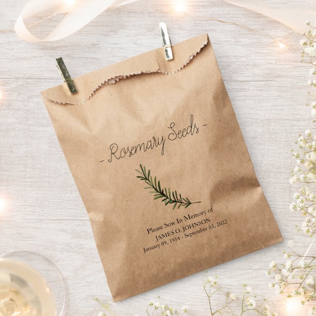 Memorial Rosemary Seed Funeral Favour Bag (Clipped)