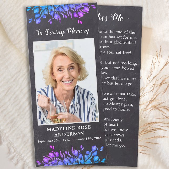 Memorial Rustic Botanical Funeral Prayer Card Poem (Creator Uploaded)