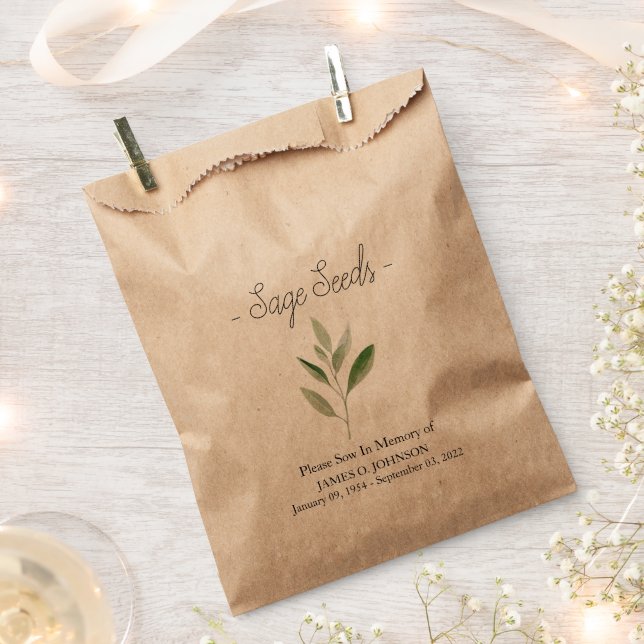 Memorial Sage Seed Funeral Favour Bag (Clipped)