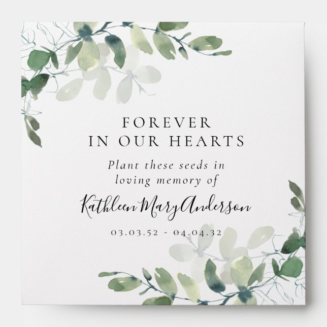 Memorial Seed Packet - Eucalyptus Corners Envelope (Front)