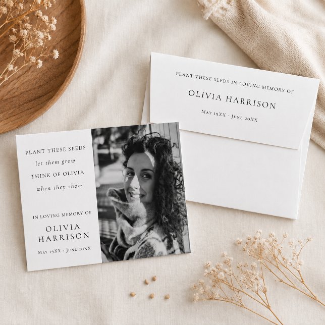 Memorial Seed Packet | Funeral Favour Elegant Envelope (Personalized memorial seed packet envelope for funeral favors and remembrance plantings.)