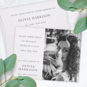 Memorial Seed Packet   Funeral Favour Elegant Envelope