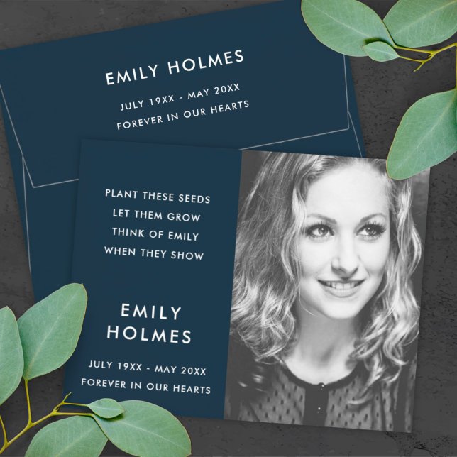 Memorial Seed Packet | Funeral Favour Modern Navy Envelope (Creator Uploaded)